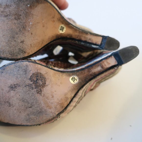 Womens Missoni Purple Python Leather Chevron Wedge Wrap Ankle Heels 38 US/8 * - Picture 11 of 12